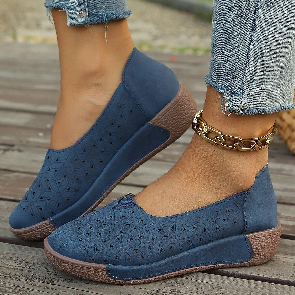 damskie płaskie mokasyny wygodne buty codzienne jesienne płaskie obcasy okrągłe noski swobodna sztuczna skóra czarny niebieski brązowy 2025 - $29.99 –P8