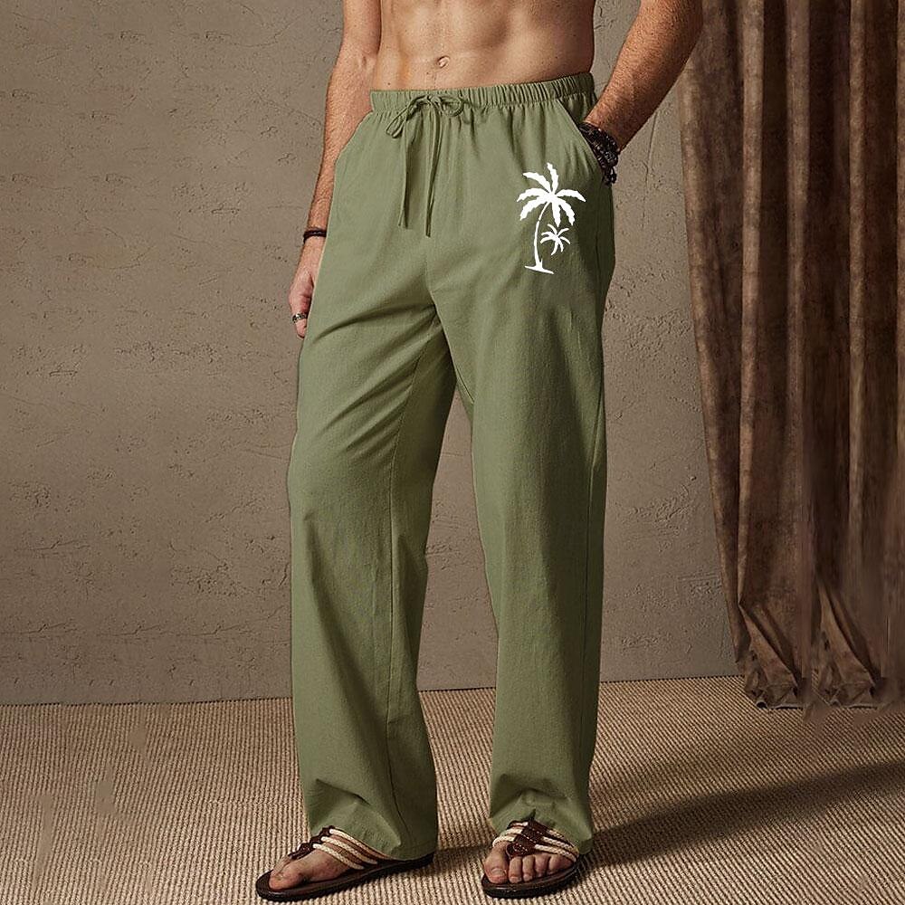 Men's Summer Pants Elastic Waist Tree Coconut Tree Comfort Full Length Outdoor Streetwear Vacation Hawaiian White Blue Micro-elastic 2025 - $25.99 –P5