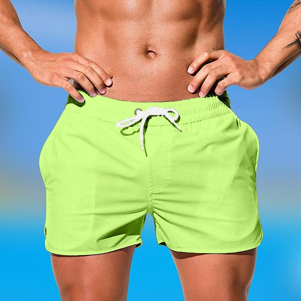 Homens Bermuda de Surf Shorts de Natação Calção Justo de Natação Com Cordão Cintura elástica Tecido Conforto Secagem Rápida Curto Feriado Praia Final de semana Moda Casual Preto Branco Micro-Elástica de 2025 por $10.49 –P6