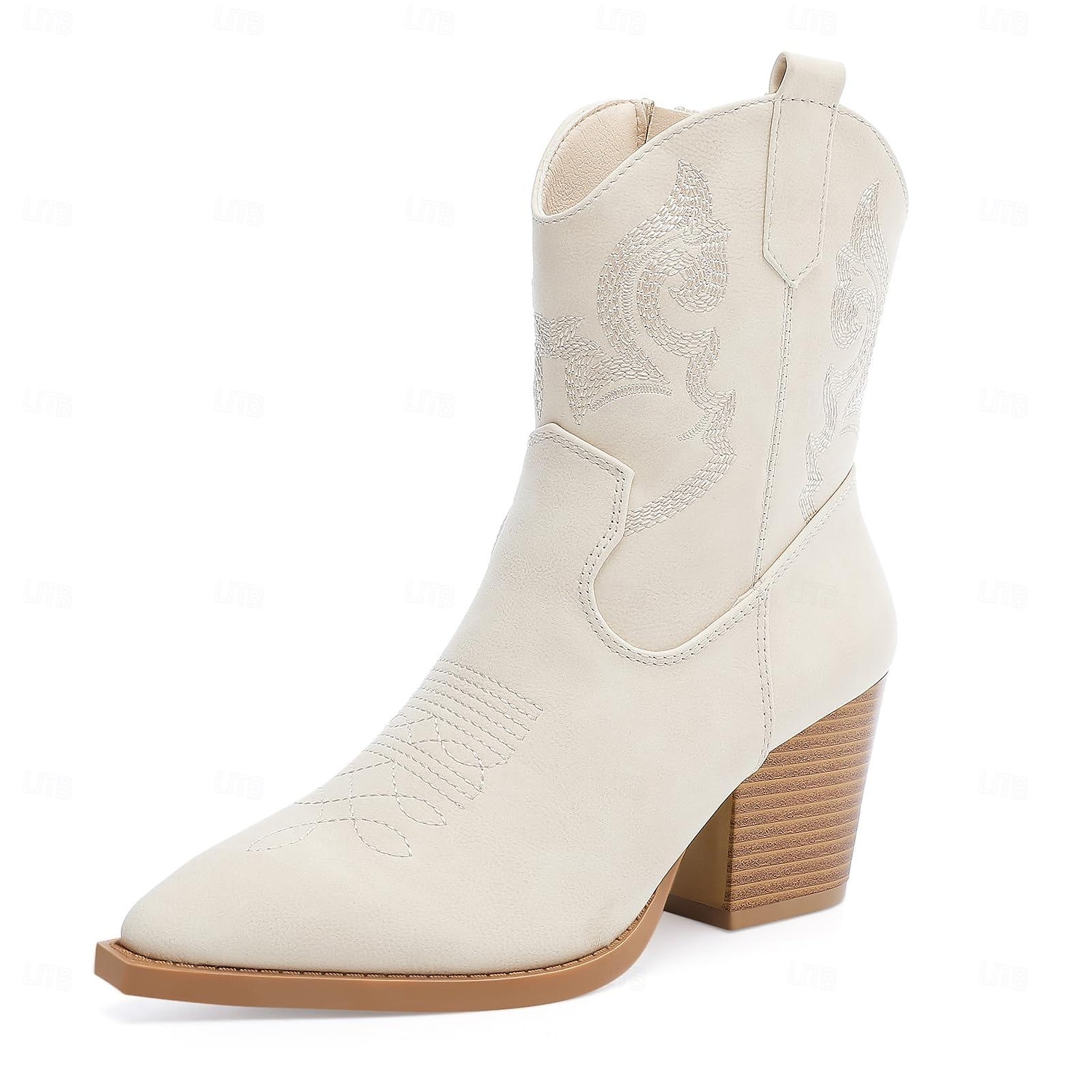 női csizma cowboy csizma cowgirl csizma hímzett lábszár közepéig hegyes orrú csizma retro vaskos sarkú rövid csizma fekete fehér barna 2025 - $59.99 –P7