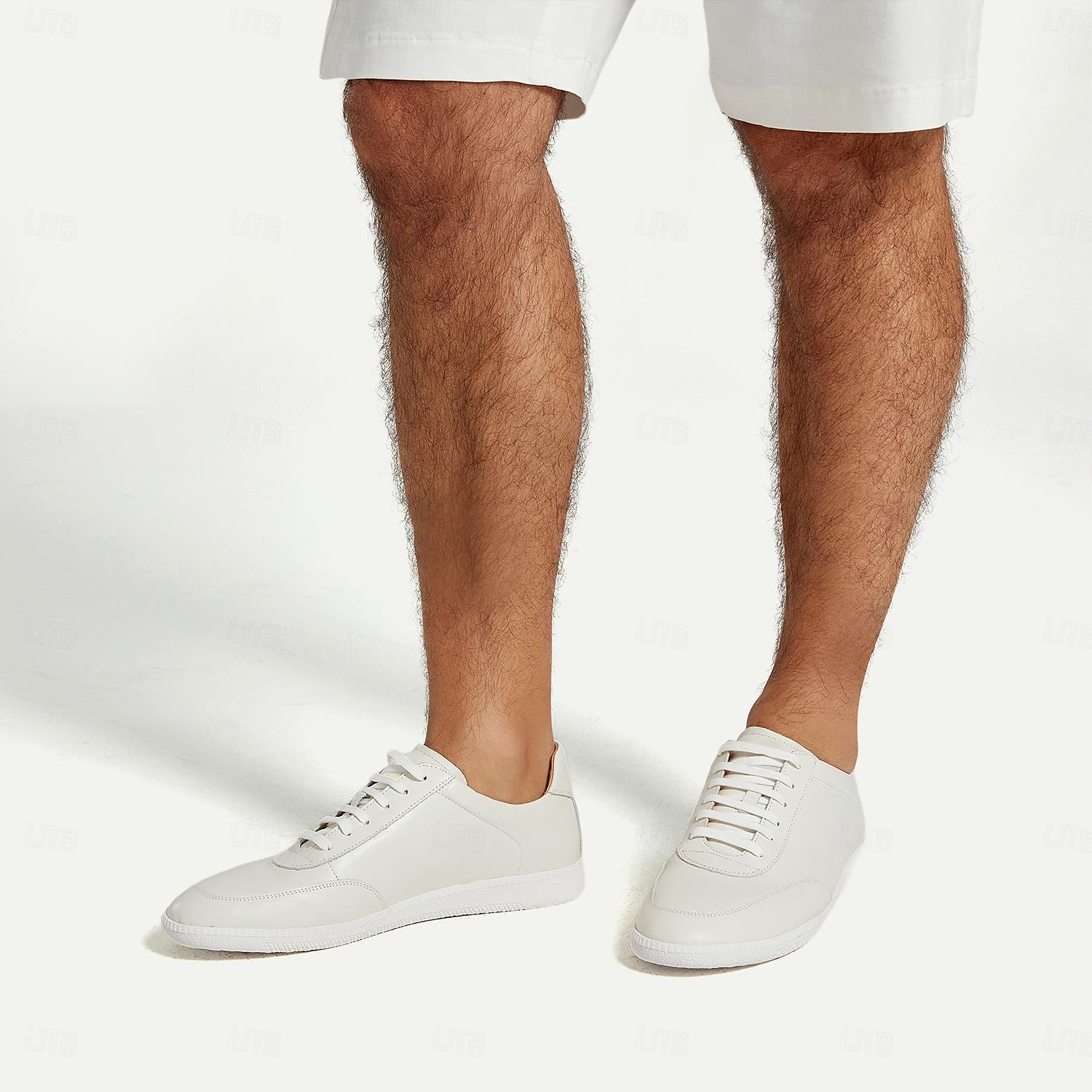 Herren Turnschuhe Weiße Schuhe Premium-Leder Komfortabel Rutschfest Schnürsenkel Weiß 2025 - $99.99 –P3