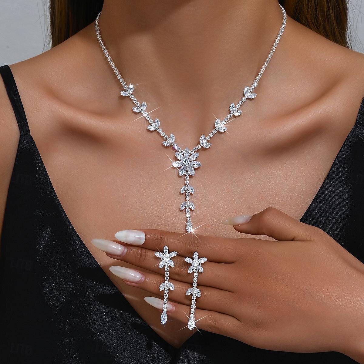 Jewelry Set 3pcs Rhinestone Alloy Earrings Necklace Women's Elegant Vintage Fashion Geometrical Geometric Jewelry Set For Wedding Party Anniversary 2025 - $16.99 –P4