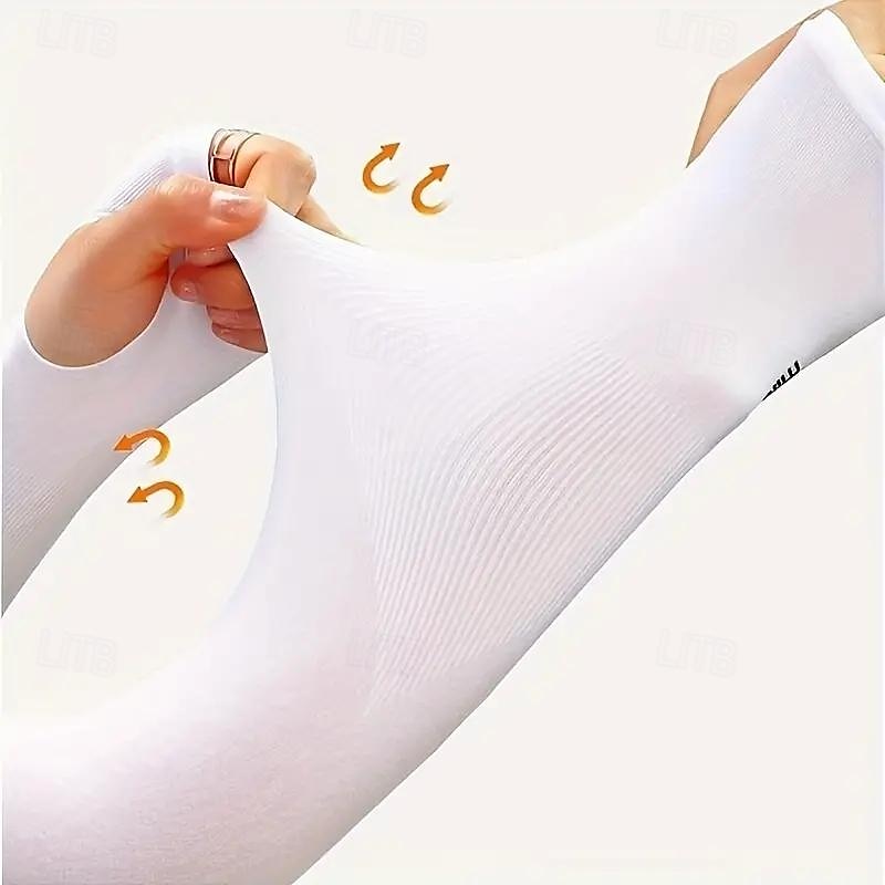 2pairs Long Solid Color Sun Sleeves, Thin High Elastic Cooling Arm Cover, Summer Sport Sleeves For Running Fishing Riding 2025 - $9.49 –P7