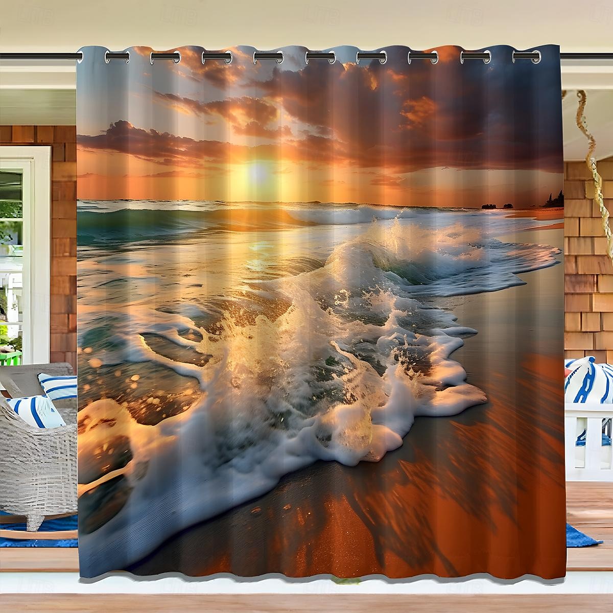 privacidade de cortina externa à prova d'água, cortinas deslizantes para pátio, cortinas de pérgula com ilhós e paisagem florestal para gazebo, varanda, varanda, festa, 1 painel de 2026 por $41.99 –P12