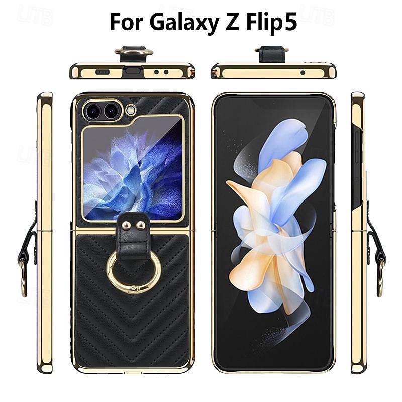 телефон Кейс для Назначение SSamsung Galaxy Z Flip 5 Z Flip 4 Z Flip 3 Кейс на заднюю панель и протектор экрана Кольцо Пряжка Защита от удара Ретро ТПУ Металл Кожа PU 2025 - $27.99 –P1