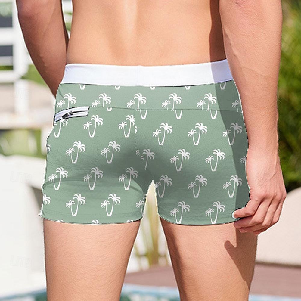 Homens Árvore Coqueiro Plantas Shorts de Natação Calção Justo de Natação Shorts de natação boxer Cintura Média Moda Designer Surf Feriado Praia Bolsos Com Cordão Cintura elástica Designer Roupa de 2025 por $16.49 –P2