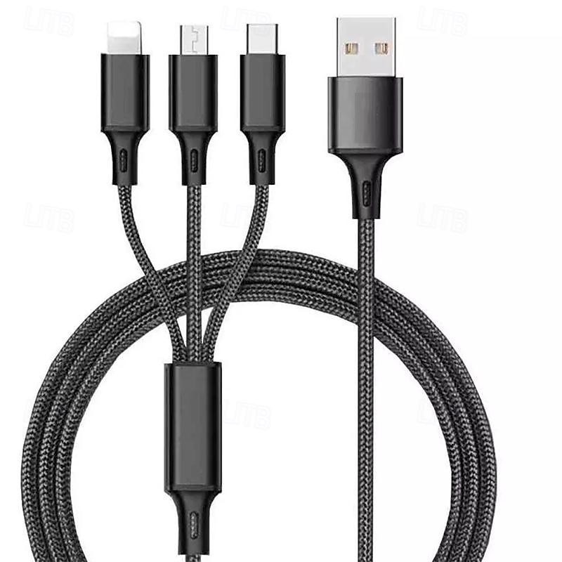 Multi Charging Cable USB A to Type C / Micro / IP 2.1 A Charging Cable Nylon Braided Durable 3 in 1 For Xiaomi Huawei iPhone Phone Accessory 2025 - $11.99 –P6