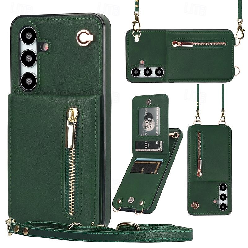 Phone Case For Samsung Galaxy S24 S23 S22 S21 S20 Ultra Plus FE S25 Ultra Back Cover Wallet Case Zipper with Lanyard Kickstand Retro TPU PU Leather 2025 - $23.99 –P1