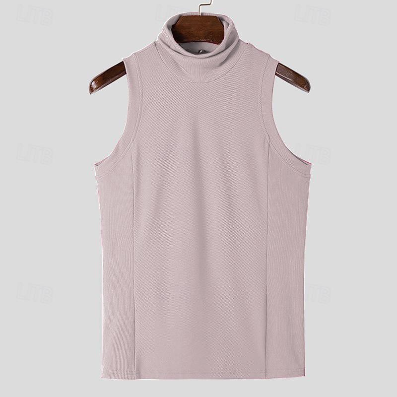 Herr Linne Undertröjor Ärmlös tröja Ärmlös Polokrage Vår & sommar Slät Pit Strip Mode Designer Grundläggande Semester Gata Utekväll Ljusrosa Svart Vit Topp t-shirt för män 2025 - $15.99 –P13