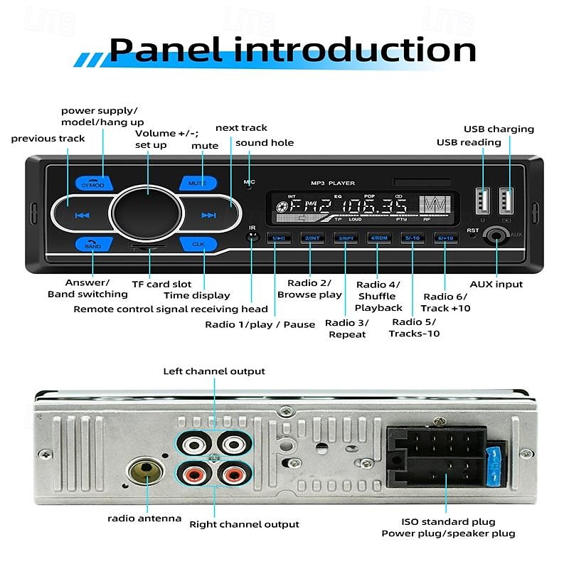 1din DAB 12V Car Radio Autoradio Bluetooth/FM/USB/SD/AUX-in Stereo AI Voice Colorful Lights In-dash Car MP3 Player D3300 2025 - $87.99 –P5