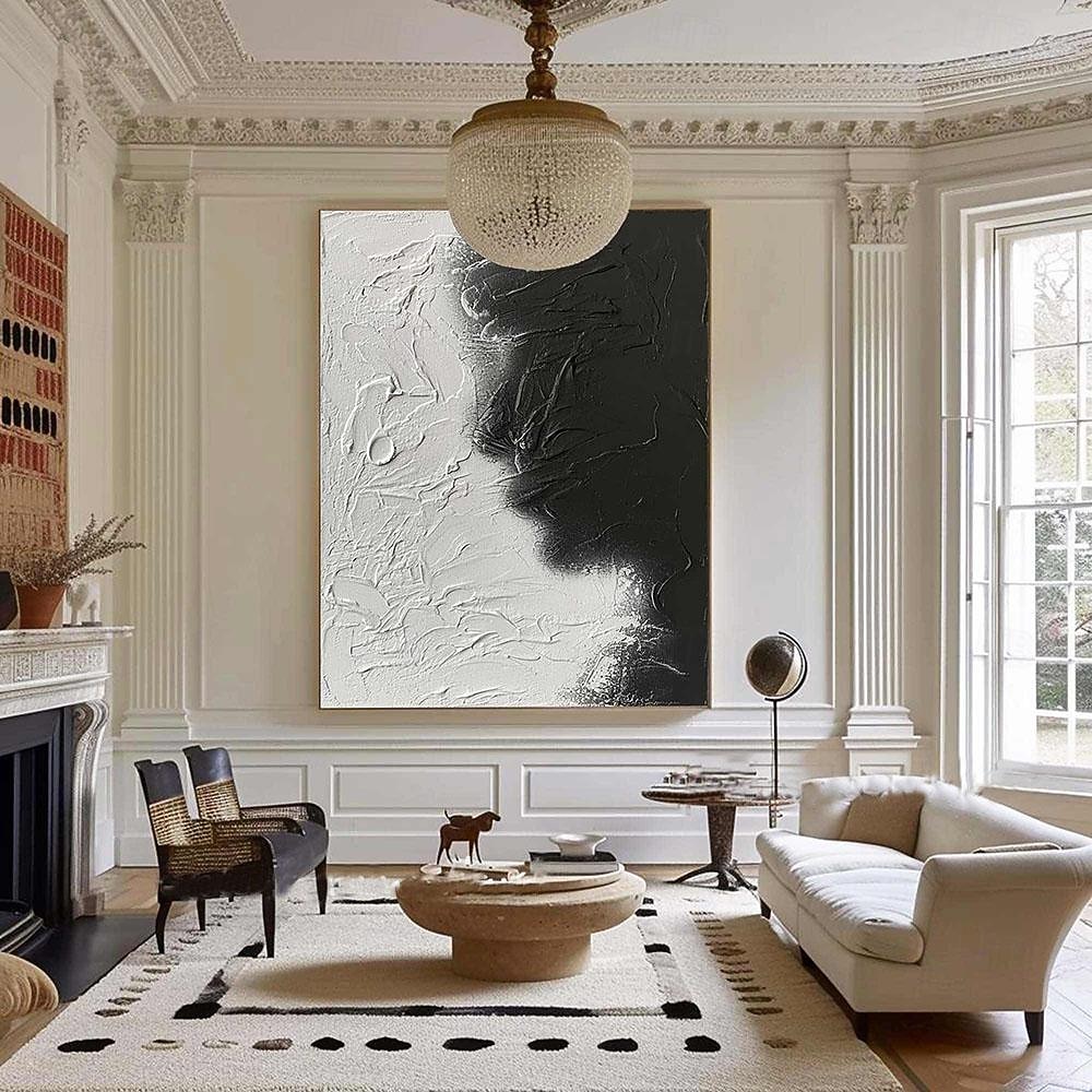 Large handmade Abstract texture oil painting hand painted Wall Art  Texture oil painting Wall Art Black and White Abstract Lady Painting Modern  Wall Art black white painting  Wall Art 2026 - $101.99 –P7