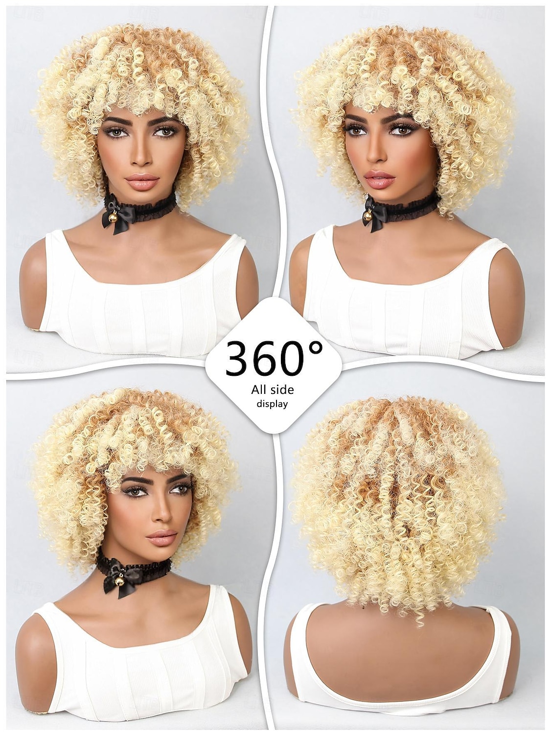 Synthetic Wig Water Wave Bob Neat Bang Wig 12 inch Light golden Synthetic Hair Women's Blonde Multi-color 2025 - $24.99 –P2