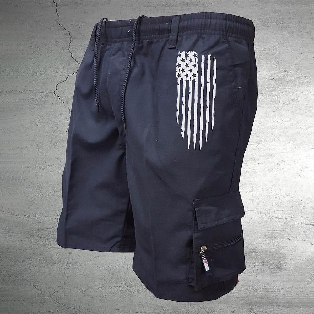 Homens Shorts táticos Bermuda Cargo Calção Com Cordão Cintura elástica Bolso multi Bandeiras Vestível Comprimento do joelho Ao ar livre Diário Acampar e Caminhar Moda Clássico Verde Tropa Azul Marinha de 2025 por $18.99 –P1