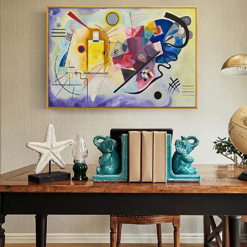ruční práce žlutá červená modrá olejomalba od wassily Kandinsky olejomalba umělecká díla obrovská malba na plátně velká abstraktní olejomalba domácí výzdoba 2025 - $125.99 –P3