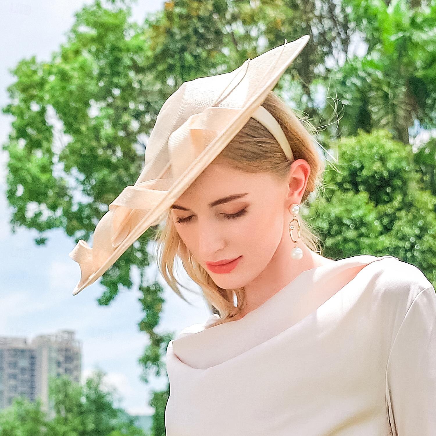 pannebånd hatter lin bowler / cloche lue bøtte lue solhatt bryllup teselskap elegant bryllup med fjær sløyfe hodeplagg hodeplagg 2025 - $50.99 –P10