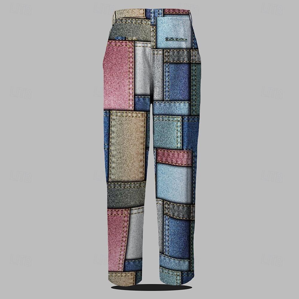 Per uomo A quadri Color Block Collage pantaloni della tuta Vita normale Formale Informale Stampa 3D Estate Primavera Autunno inverno Blu del 2025 a $29.99 –P2