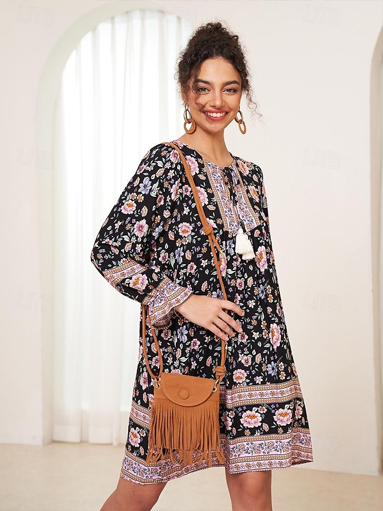 Dámské Crossbody kabelka Taška přes rameno Kbelík Bag Hobo taška PU kůže Denní Dovolená Plážové Třásně Lehká váha Pevná barva Černá Hnědá 2025 - $19.99 –P1