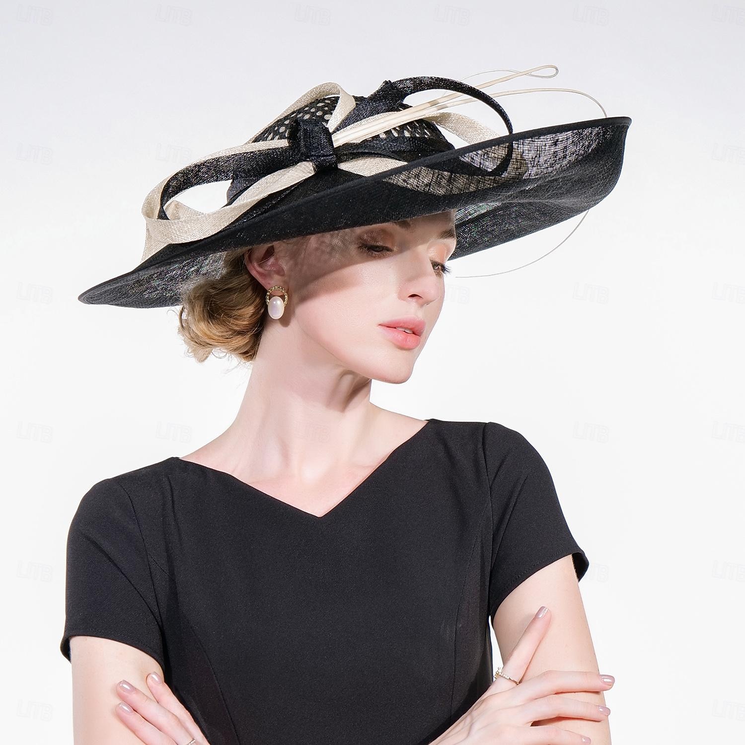 2026年 帽子 シナメイ ボウラーハット / クローシュハット サンハット トップハット ウェディング ティーパーティー エレガントなウェディング 羽根付き 蝶結び ヘッドピース ヘッドウェア  コレクション – $120.99 –P2