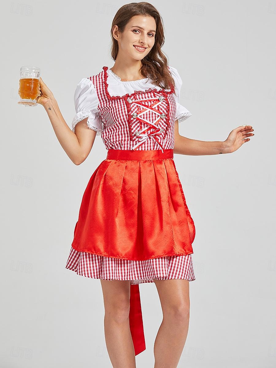Oktoberfest Šaty Dámské šaty Trachtenkleader Oktoberfest / pivo Bavorský Tradiční kostýmní šaty Louky Dámské Tradiční Styl Tkanina Halenka Šaty Zástěra 2025 - $49.99 –P3