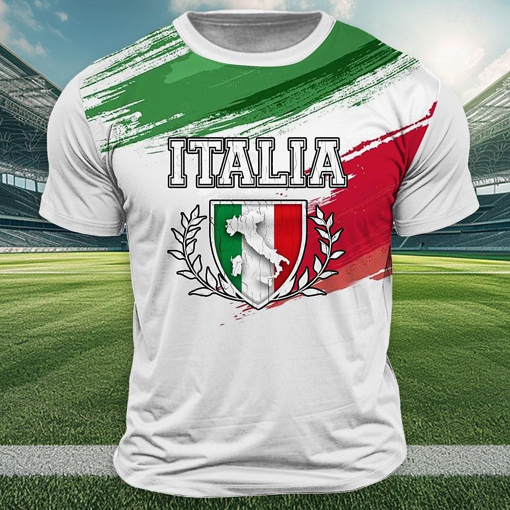 Homme Italie T shirt Manche Courte T-shirt 3D effet Col Ras du Cou Chemise Extérieur Athleisure Blanche Eté Printemps Vêtement Tenue S M L XL XXL XXXL de 2025 ? $15.99 –P1