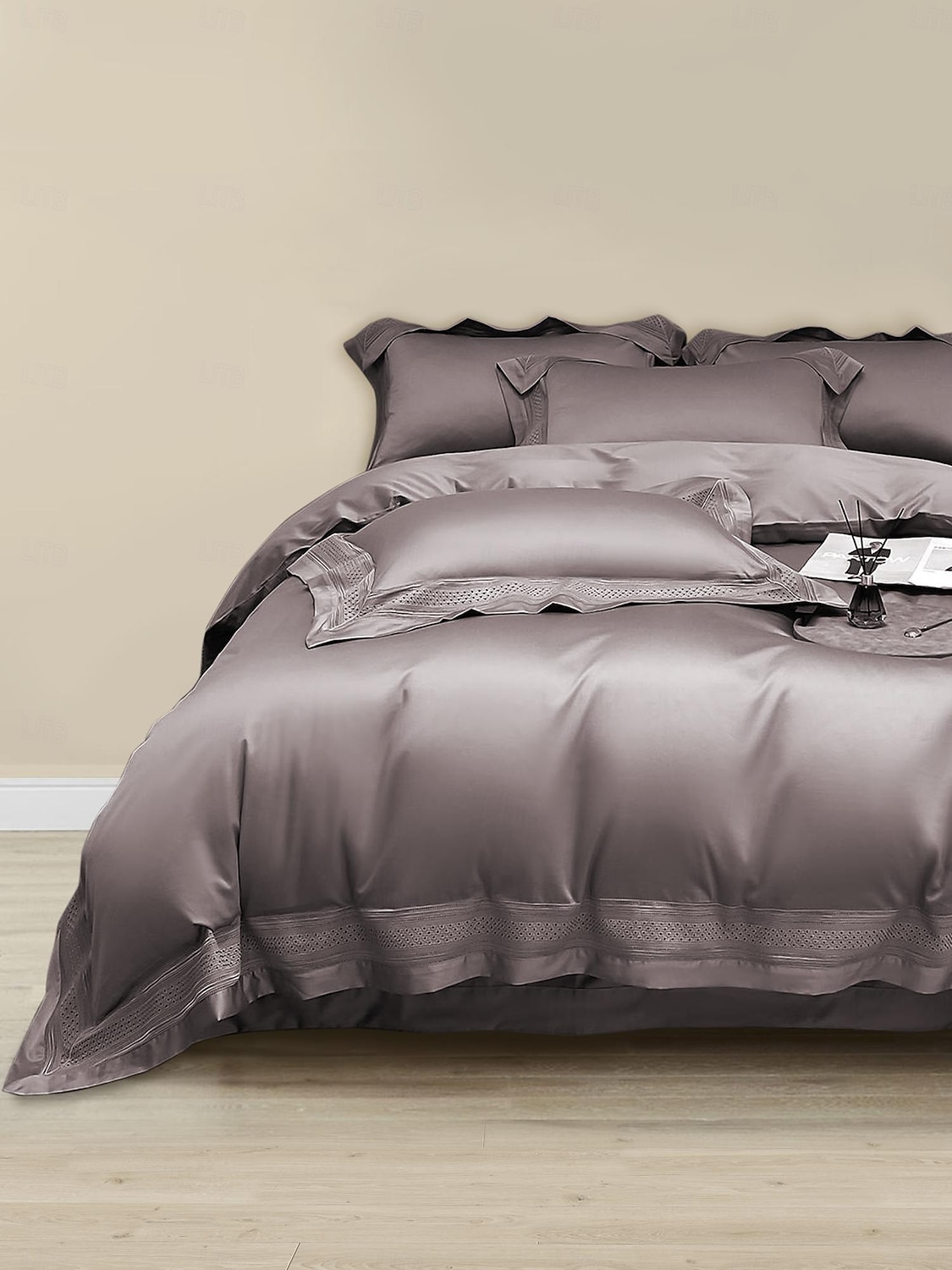 copripiumino in puro cotone pima al 100% 4 pezzi set supima 140-tc set di biancheria da letto in raso di seta morbido di lusso 1 copripiumino 1 lenzuolo piatto 2 federe del 2025 a $288.79 –P1