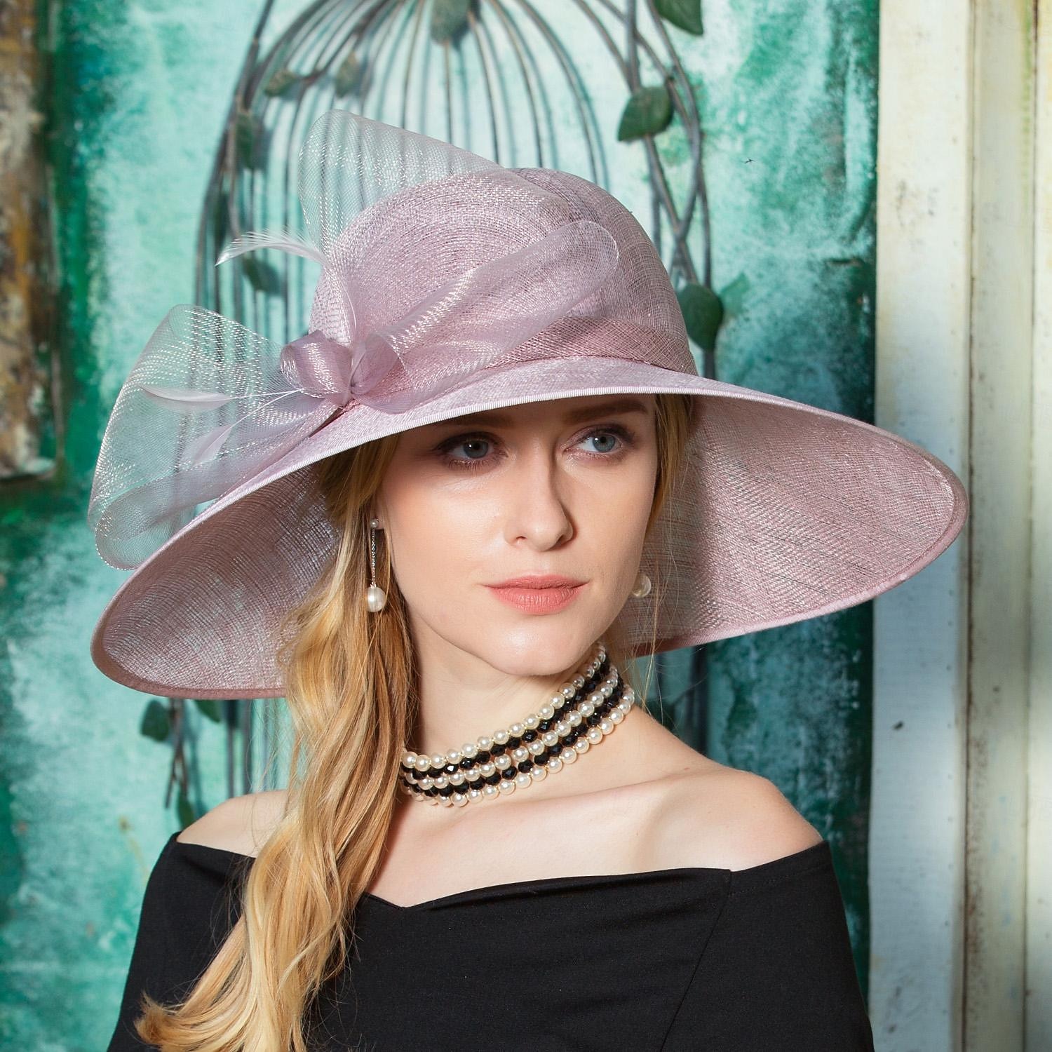 hattar Lin Plommonstop / Cloche hatt Fiskarhatt Solhatt Bröllop Tebjudning Elegant Bröllop Med Rosett Tyll Hårbonad Huvudbonader 2026 - $80.99 –P7