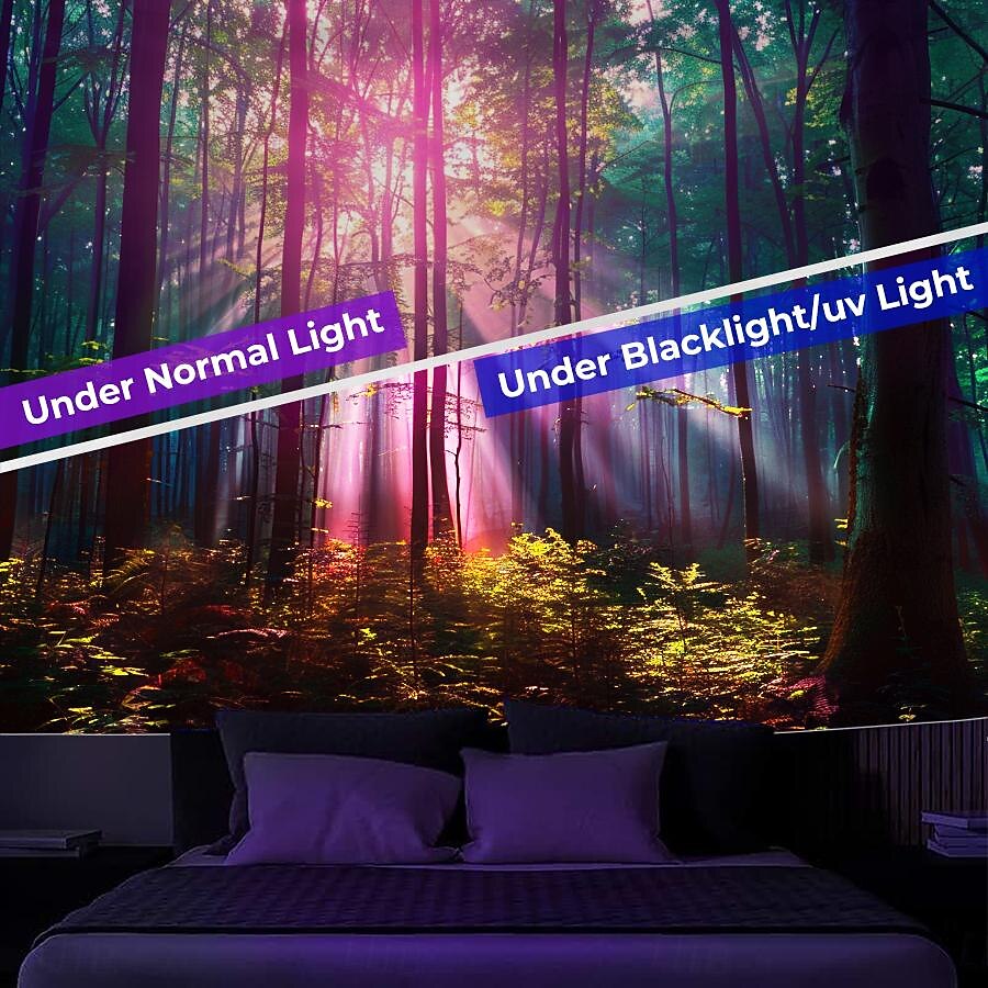 Blacklight Tapestry UV Reactive Glow in the Dark Glow Party Neon Light Tower Nature Psychedelic Trippy Misty Hanging Tapestry Wall Art Mural for Living Room Bedroom 2025 - $18.99 –P14