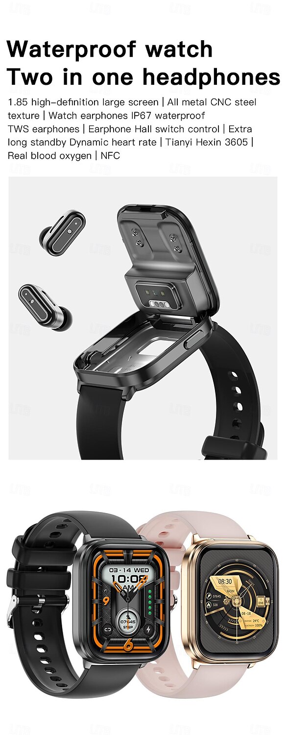 X9 2 in 1 Smart Watch With Earbuds Smartwatch TWS Bluetooth Earphone Heart Rate Monitor Sport Watch Fitness Watch 2025 - $76.99 –P1