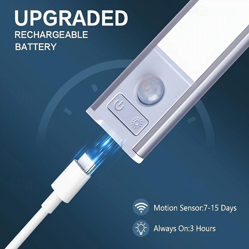 2 stuks led bewegingssensorlicht, usb oplaadbaar onder kastverlichting draadloos, magnetisch voor keuken, kast en trap - instelbare kleurtemperatuur en helderheid 2025 - $21.99 –P5