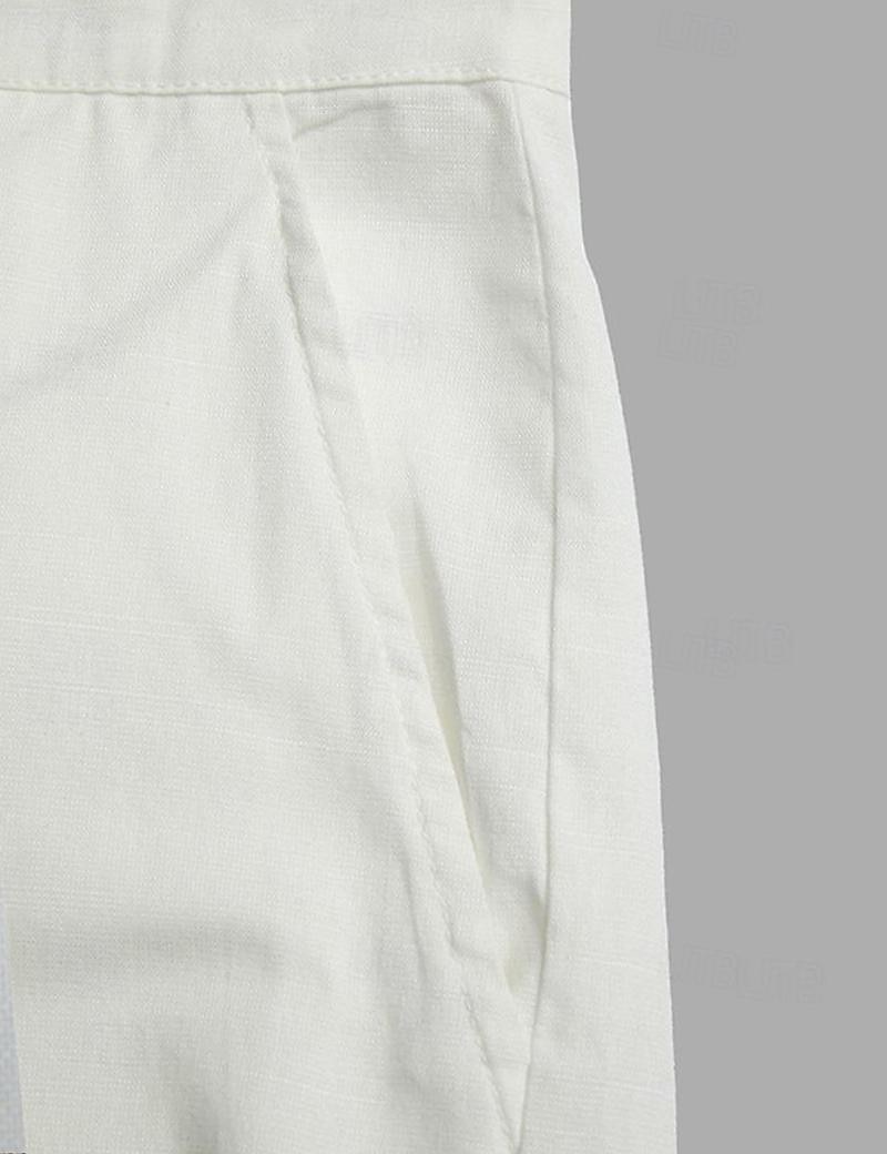 Herr Linne Byxor Långbyxor Sommarbyxor Flera fickor Rakt ben Slät Komfort Andningsfunktion Fullängd Utomhus Dagligen Utekväll Mode Streetwear Svart Vit 2025 - $29.99 –P10