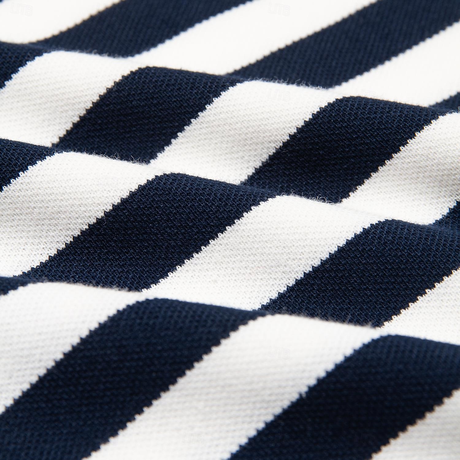 Herren Polo Strick-Polopullover Geschäft Lässig Revers Kurzarm Modern Formell Gestreift Horizontale Streifen Knöpfe Sommer Marineblau Polo 2025 - $4.99 –P7