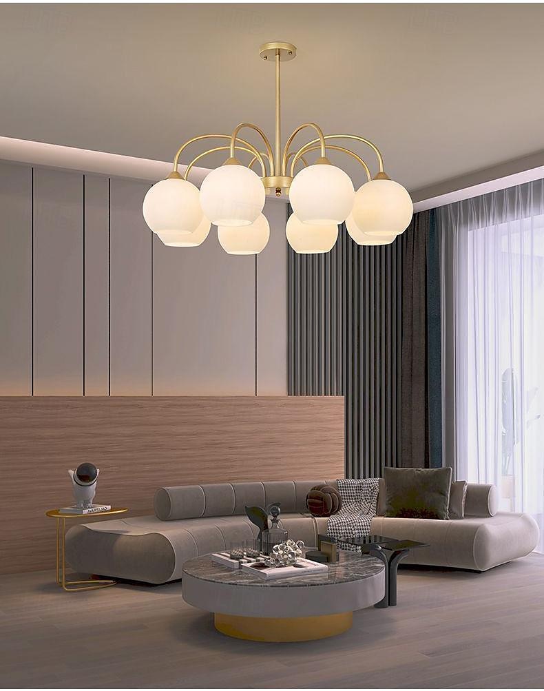 led függőlámpa 65/85cm 6/8 fény század közepén modern e27 csillár nagy fehér gömb sputnik vintage sárgaréz süllyesztett mennyezeti lámpa konyhasziget függőlámpa matt üveggolyós függőlámpa 110-240v 2025 - $299.99 –P2