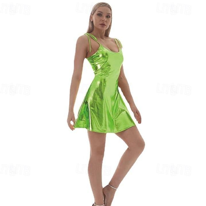 Metallico Anni '80 Lattice Lucido Mini abito Disco Costume Per donna Costume di Carnevale Halloween Carnevale Mascherata Festa / Sera Parata dell'Orgoglio Mese dell'orgoglio Adulti Vestito del 2025 a GBP £13.45 –P5