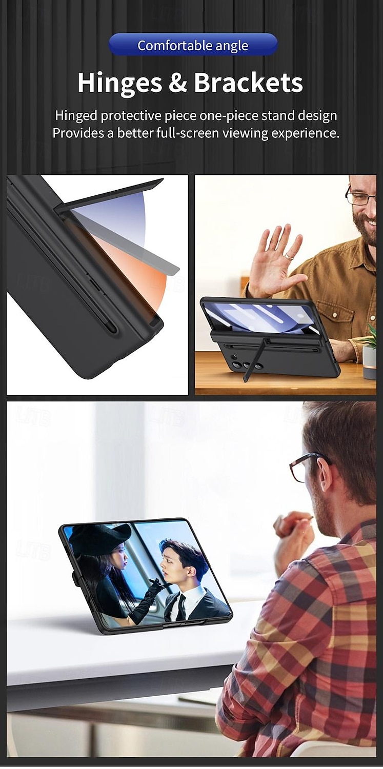 2025年 Samsung Galaxy Z Fold 6 Z Fold 5 Z Fold 4 Z Fold 3用のスタンドホルダーおよびスクリーンプロテクター付きバックカバー、フルボディ保護アーマーPC  コレクション – $31.99 –P3