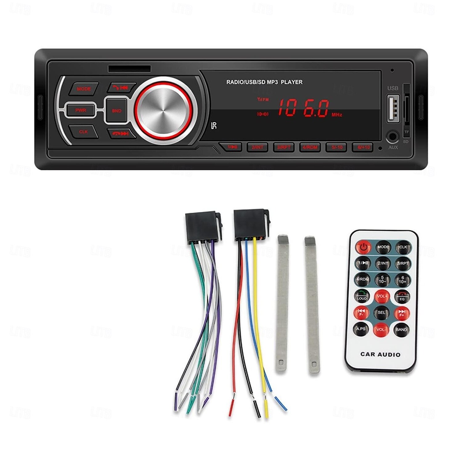 2025年 カーラジオ 1 DIN Bluetooth対応 AUX入力 TFカード Uディスク オートステレオ マルチメディアオーディオ MP3プレーヤー ヘッドユニット リモコン付き  コレクション – $43.99 –P1