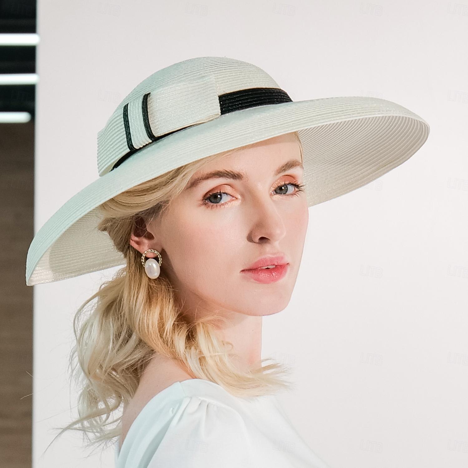 cappelli in fibra di bombetta / cappello a cloche cappello a secchiello cappello di paglia da sposa tea party matrimonio elegante con bowknot copricapo copricapo del 2025 a $32.99 –P4