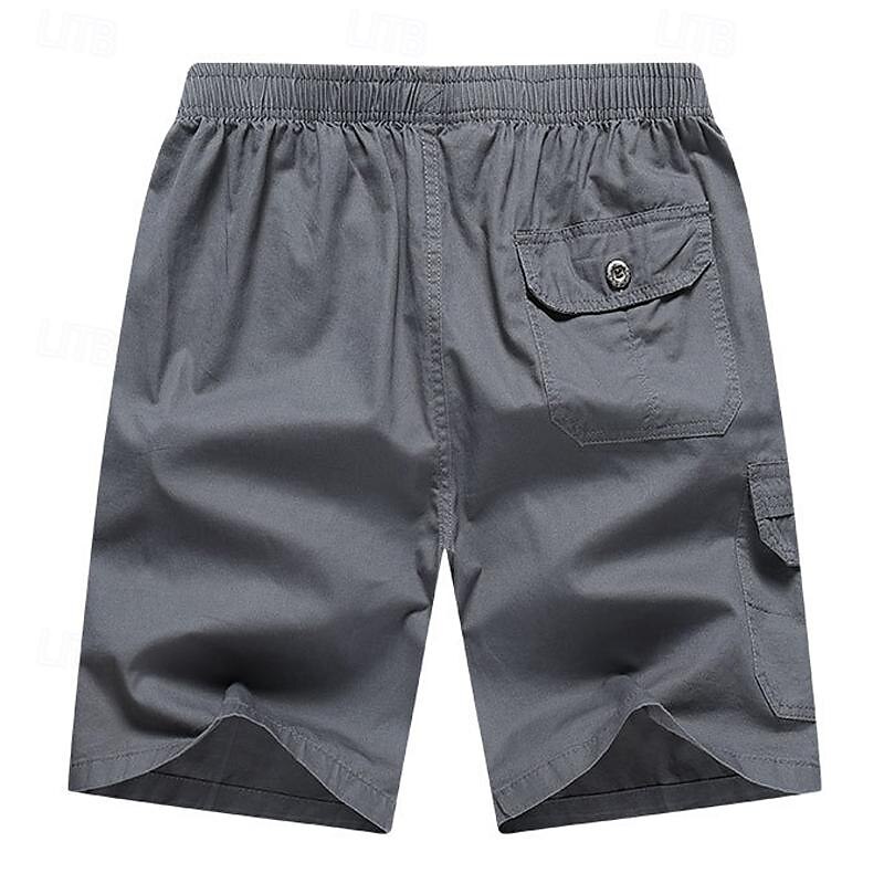 Men's Cargo Shorts Shorts Hiking Shorts Elastic Waist Multi Pocket Plain Wearable Short Outdoor Daily Camping & Hiking Fashion Classic Black Army Green 2025 - $17.99 –P10