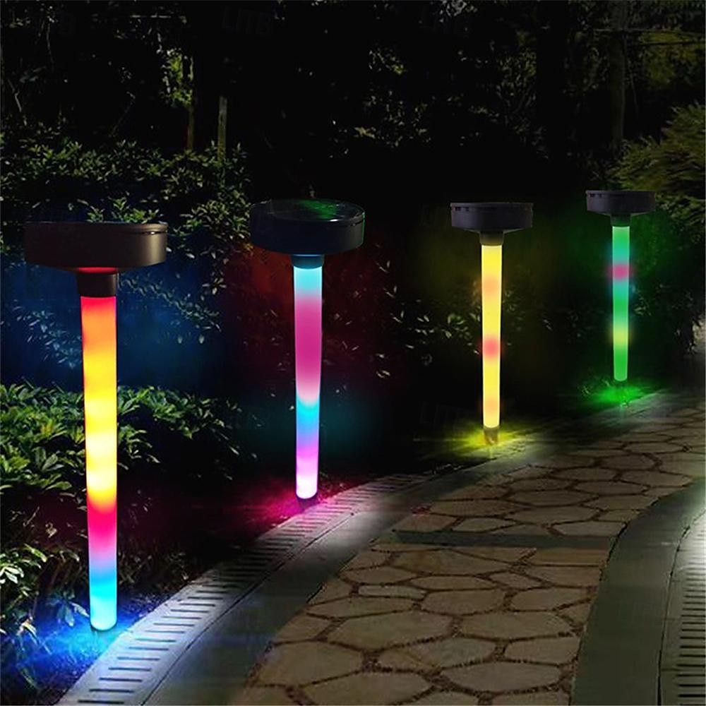 led solcellelys, utendørs solcellelys rgb skiftende plen bakken lampe ip65 vanntett landskap spotlights hage dekorasjon utendørs lys 1 stk 2025 - $27.99 –P5