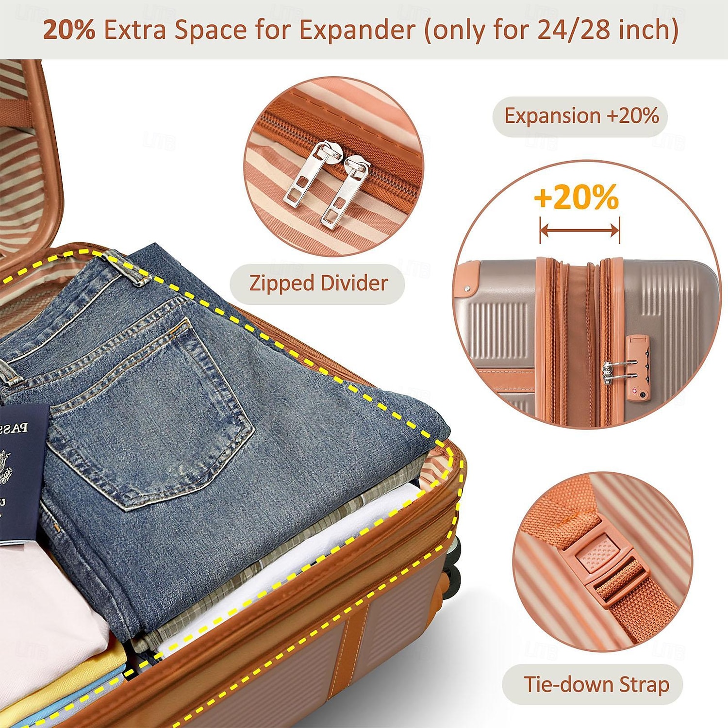 Ensemble de valises 3 pièces, bagage de voyage léger et extensible à coque rigide en ABS avec serrure Tsa, roulettes pour hommes et femmes de 2025 ? $296.09 –P4
