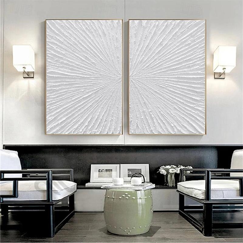 ručně malovaná abstraktní minimalistická monochromatická olejomalba ruční triptych umění na plátně bílá texturovaná olejomalba minimalistická nástěnná malba nástěnná malba 2025 - $125.99 –P6