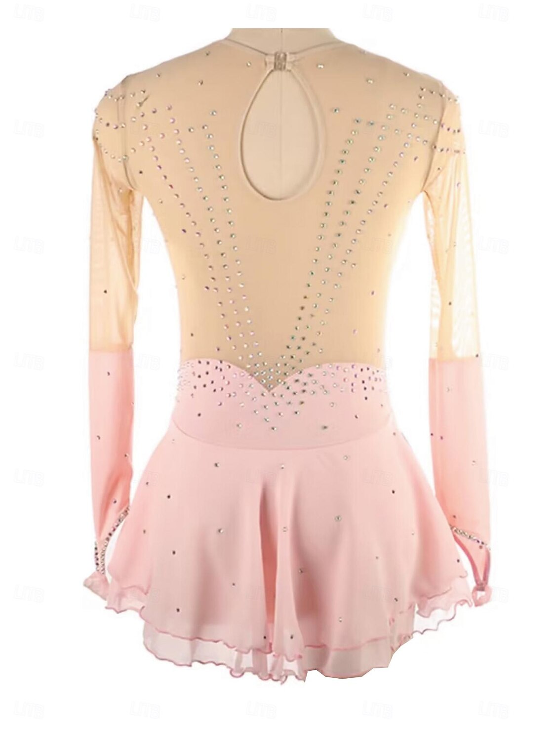 Kjole til kunstløp Dame Jente Skøyteløp Kjoler Rosa Lapper Tommelhull Netting Spandex Elastisk Trening Profesjonell Konkurranse Skøyteklær Hold Varm Krystall / Rhinstein Langermet Skøyting Kunstløp 2025 - $182.99 –P2