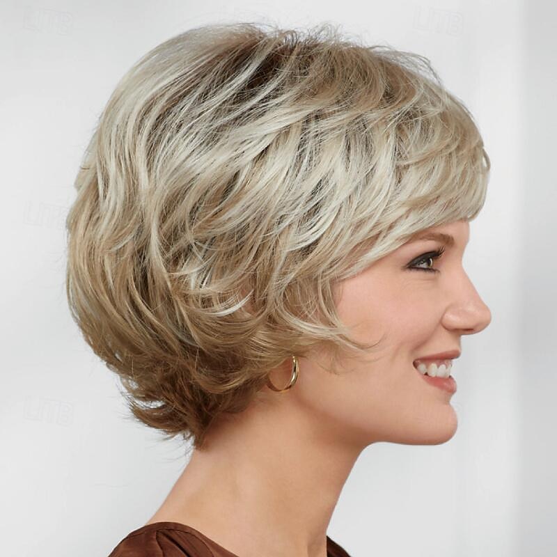 parrucca moda donna parrucche sintetiche biondo chiaro parrucche corte parrucca riccia soffici parrucche sintetiche naturali per l'uso quotidiano nelle feste del 2025 a $18.49 –P2