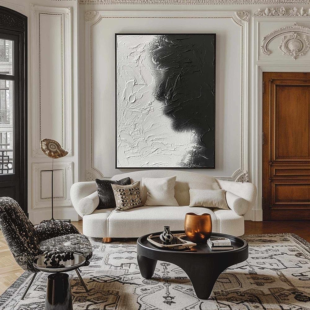 Large handmade Abstract texture oil painting hand painted Wall Art  Texture oil painting Wall Art Black and White Abstract Lady Painting Modern  Wall Art black white painting  Wall Art 2026 - $101.99 –P3