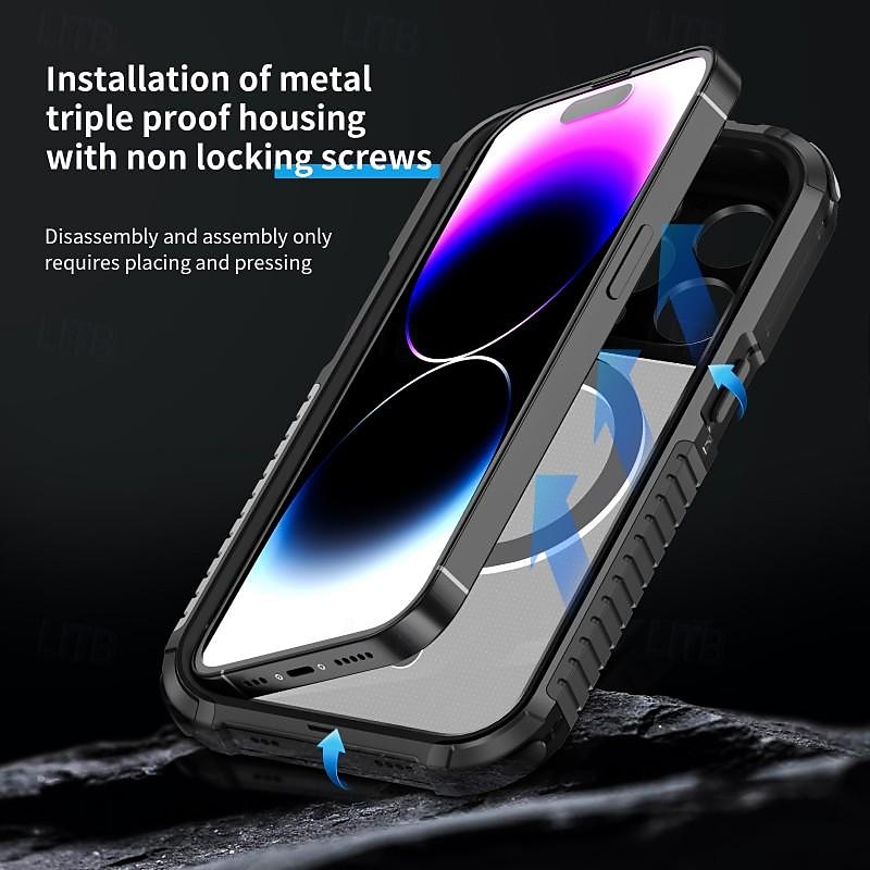 2025年 電話 ケース 用途 iPhone 16 15 14 Pro Max Plus 15 14 Pro Max バックカバー 磁気吸着ケース 半透明 ワイヤレス充電をサポート 耐衝撃 PC メタル シリコーン  コレクション – $27.99 –P4