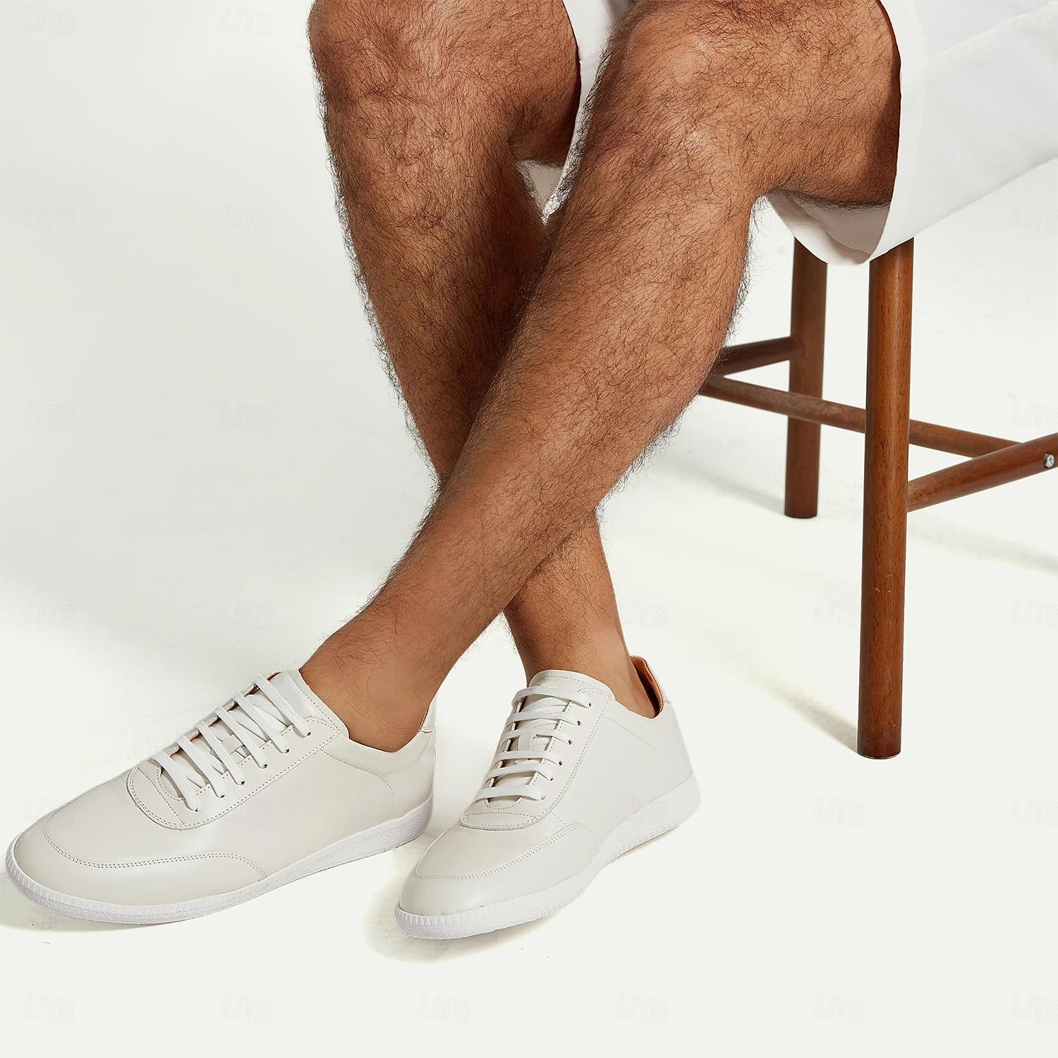 Herren Turnschuhe Weiße Schuhe Premium-Leder Komfortabel Rutschfest Schnürsenkel Weiß 2025 - $99.99 –P2