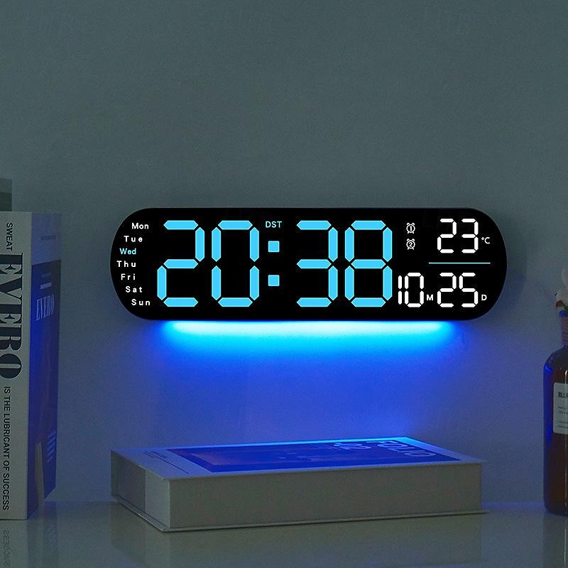 1pc LED Night Light 8 Colors, Multi-functional Short LED Display Clock  with Temperature Week and Calendar Remote Control 12/24 Hour Digital Smart Wall Clock with Atmosphere Light 1 Color Adjustment 2025 - $45.99 –P1