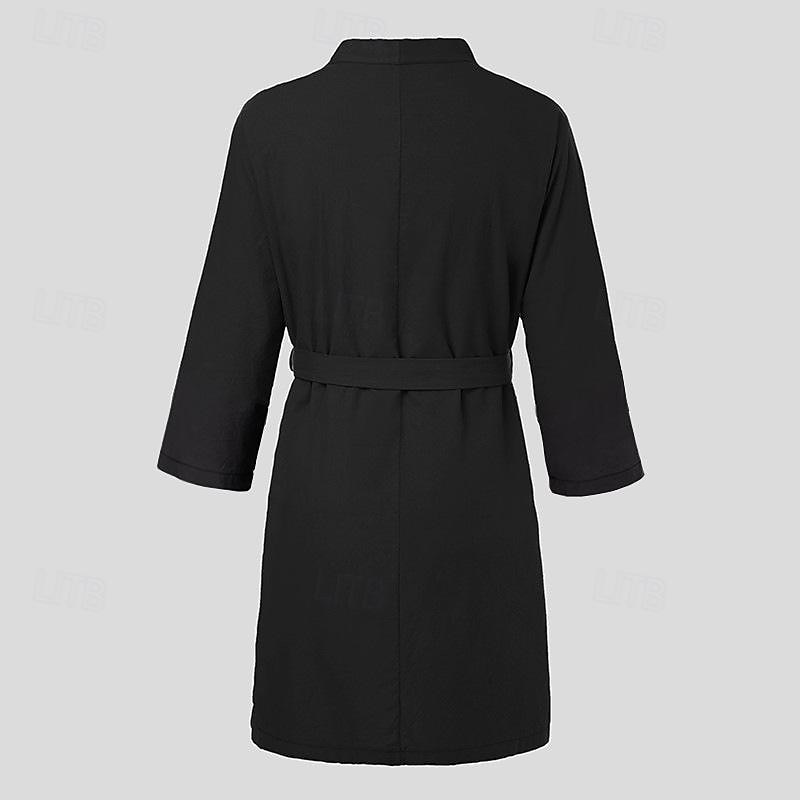 Per uomo Pigiami Accappatoio Liscio Di tendenza Moda Classico Interni Giornaliero Da letto Cotone Comfort Morbido A V Manica lunga Cintura inclusa Estate Primavera Verde del 2025 a $22.99 –P2