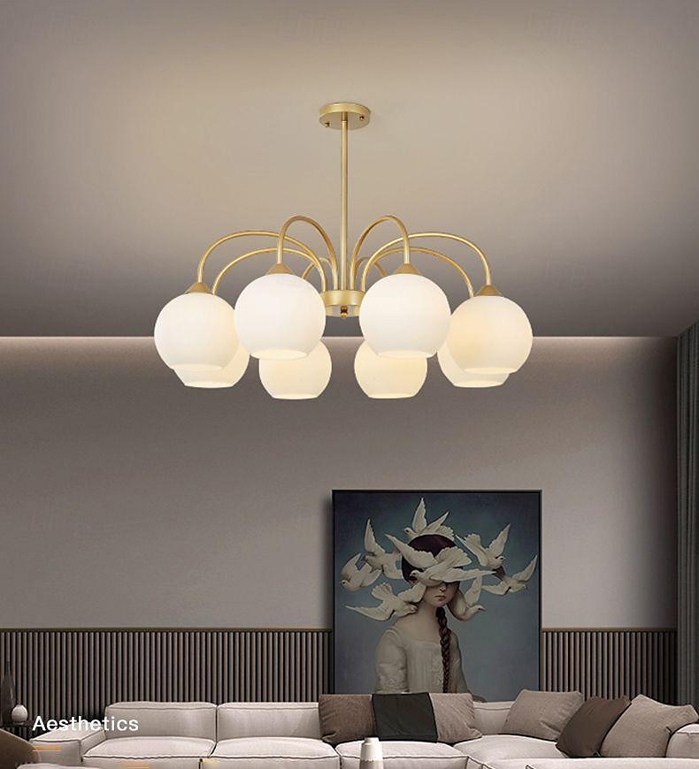 led függőlámpa 65/85cm 6/8 fény század közepén modern e27 csillár nagy fehér gömb sputnik vintage sárgaréz süllyesztett mennyezeti lámpa konyhasziget függőlámpa matt üveggolyós függőlámpa 110-240v 2025 - $299.99 –P1