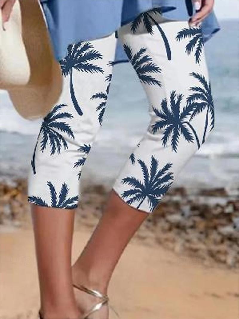 Femme short capri Casual Quotidien Mollet Arbre Imprimer Respirabilité Confortable Micro-élastique Vacances Fin de semaine Blanche Rose Claire bleu marine Bleu Eté Standard de 2025 ? $17.99 –P3