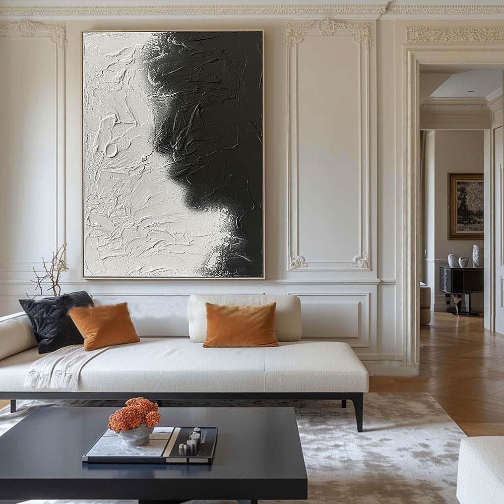 Large handmade Abstract texture oil painting hand painted Wall Art  Texture oil painting Wall Art Black and White Abstract Lady Painting Modern  Wall Art black white painting  Wall Art 2026 - $101.99 –P4